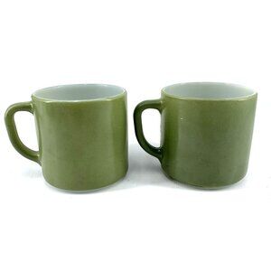 Federal Stackable Cup Mug MCM Avocade Green Coffee USA Heat Proof Lot of 2
